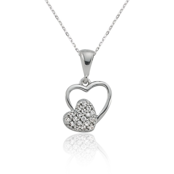 Grand Bazaar Jewelers Jewelry - 925 Sterling Silver 2hearts  with cubic zirconia